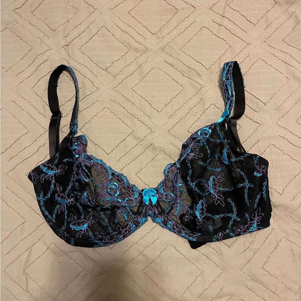 Blue and Purple Lace Bra